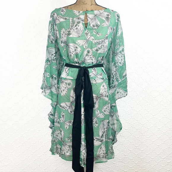 Unique Vintage Dresses & Skirts - NWT Green Moth Print Mini Dress